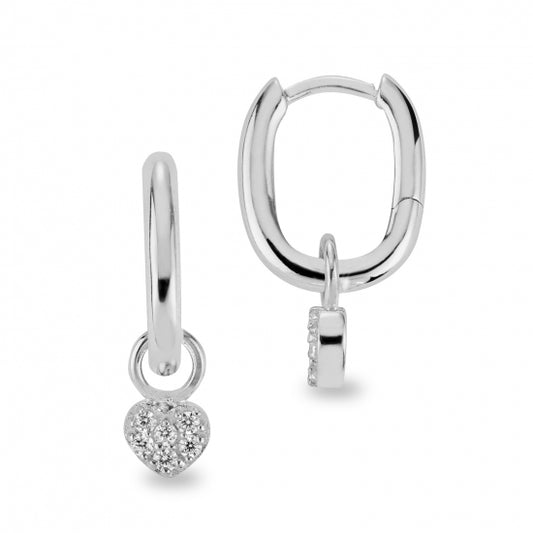 Klappcreolen mit Herz 12 Zirkonia Silber 925/000