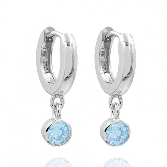 Klappcreolen mit Zirkonia aqua Silber 925/000