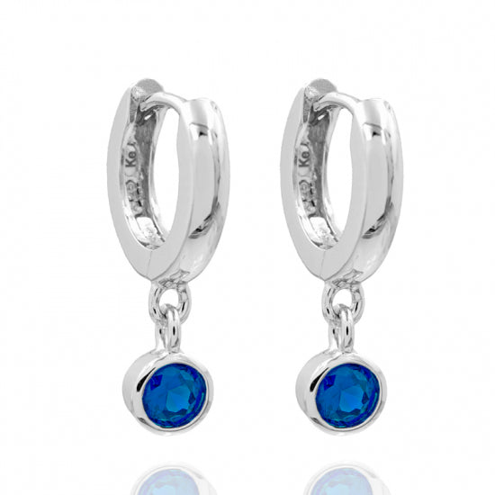 Klappcreolen mit Zirkonia blau Silber 925/000