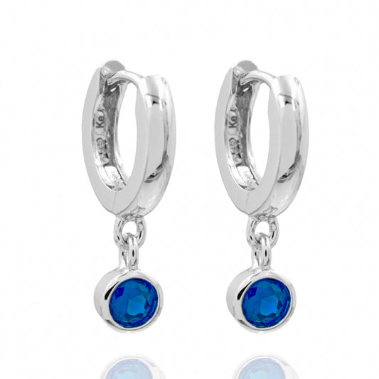 Klappcreolen mit Zirkonia blau Silber 925/000