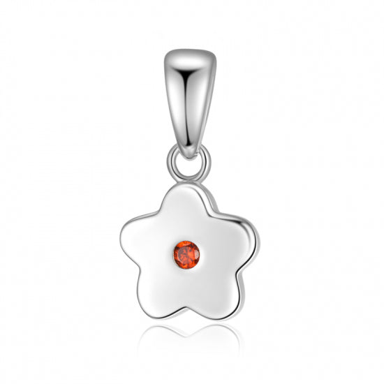 Anhänger Blume mit Zirkonia rot Echt Silber 925/000