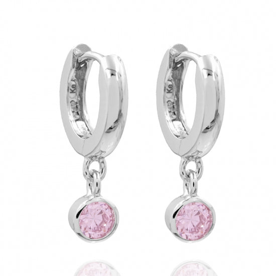 Klappcreolen mit Zirkonia rosé Silber 925/000