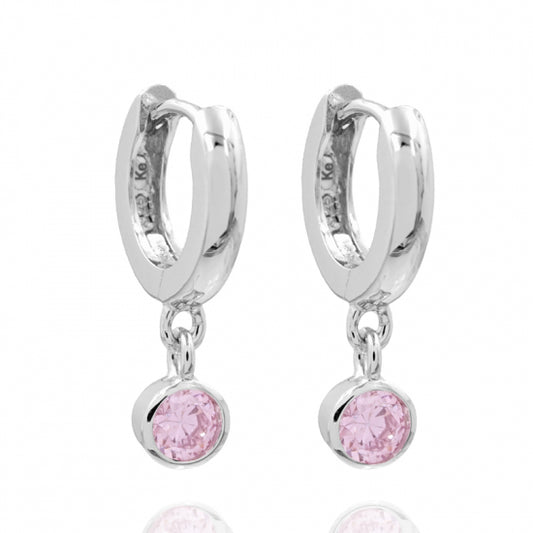 Klappcreolen mit Zirkonia rosé Silber 925/000