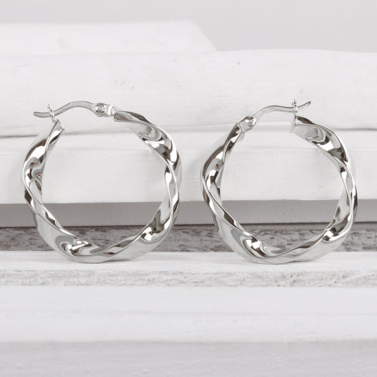 Creolen 35/4mm twisted Silber 925/000