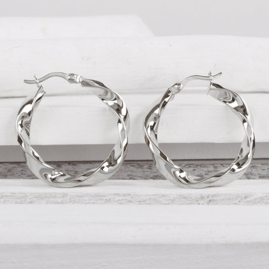 Creolen 35/4mm twisted Silber 925/000