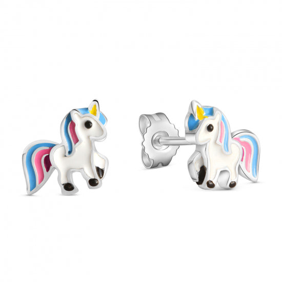Ohrstecker Einhorn Lack Silber 925/000 rhodiniert