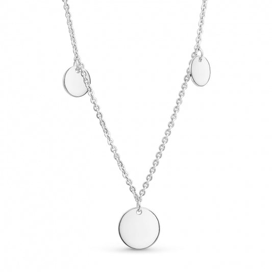 Collier mit 3 Plättchen Ø 8/6mm Silber 925/000 rhodiniert