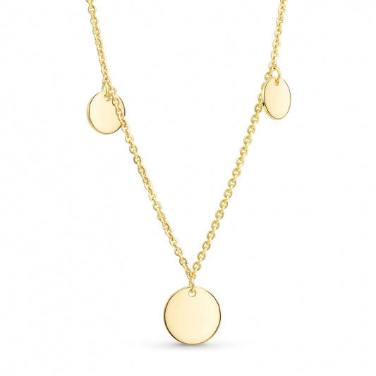 Collier mit 3 Plättchen Ø 8/6mm Silber 925/000 vergoldet