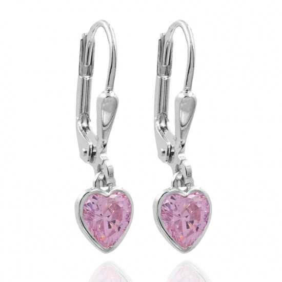 Ohrhänger Herz Zirkonia rosa Silber 925/000