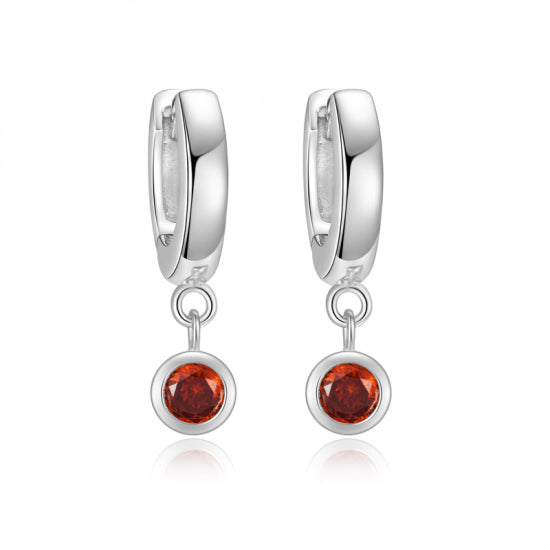 Klappcreolen mit Zirkonia rot Silber 925/000