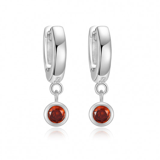 Klappcreolen mit Zirkonia rot Silber 925/000