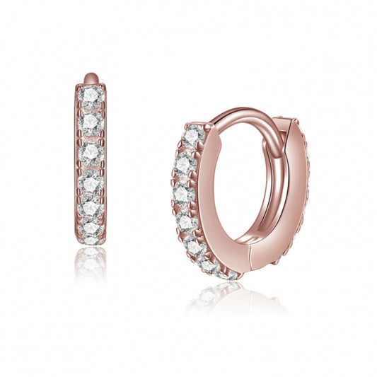 Klappcreolen mit 26 Zirkonia 11/1.8mm Silber 925/000 rosé vergoldet