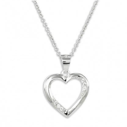 Collier Herz mit 6 Zirkonia Echt Silber 925/000