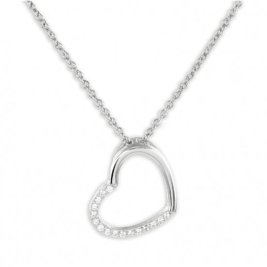 Collier Herz mit 16 Zirkonia Echt Silber 925/000