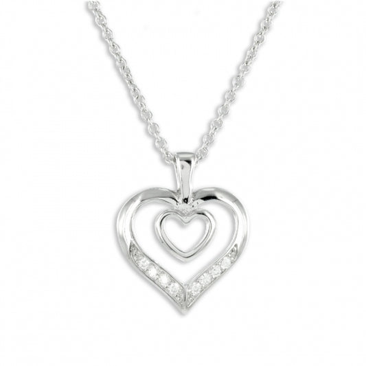 Collier Herz mit 8 Zirkonia Echt Silber 925/000