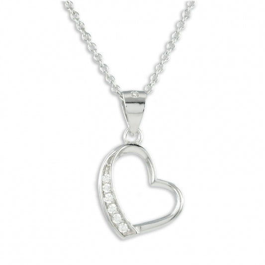 Collier Herz mit 6 Zirkonia Echt Silber 925/000