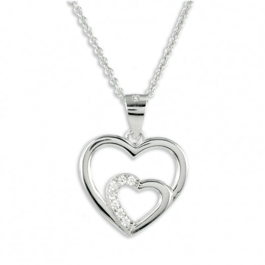 Collier Herz mit 7 Zirkonia Echt Silber 925/000