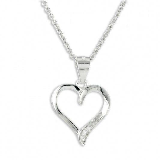 Collier Herz mit 3 Zirkonia Echt Silber 925/000