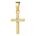 nhänger Kreuz glanz/diamantiert 13mm Silber 925/000 vergoldet Bicolor