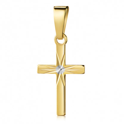 nhänger Kreuz glanz/diamantiert 13mm Silber 925/000 vergoldet Bicolor
