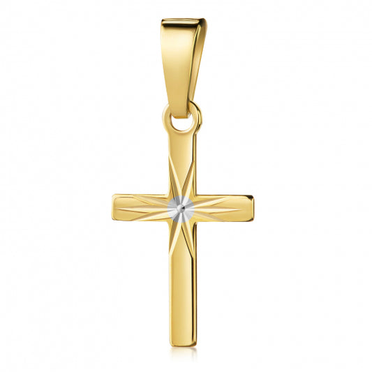 nhänger Kreuz glanz/diamantiert 13mm Silber 925/000 vergoldet Bicolor