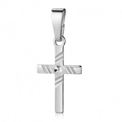 Anhänger Kreuz glanz/diamantiert 13mm Silber 925/000 rhodiniert