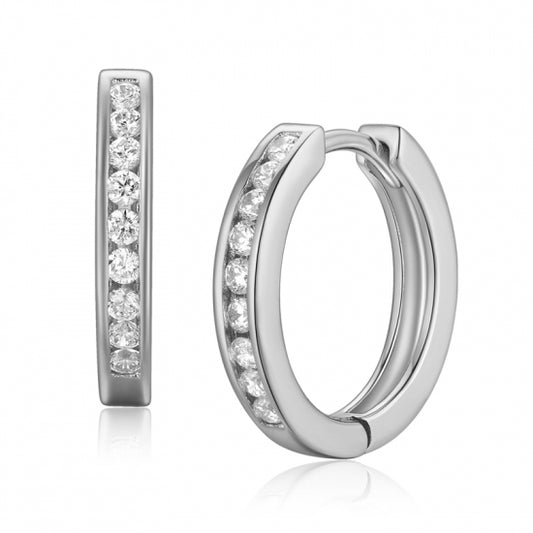 Klappcreolen mit 18 Zirkonia Silber 925/000