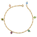 Fußkette mit 6 Swarovski Kristallen/Elements Silber 925/000 3 Milliemes vergoldet