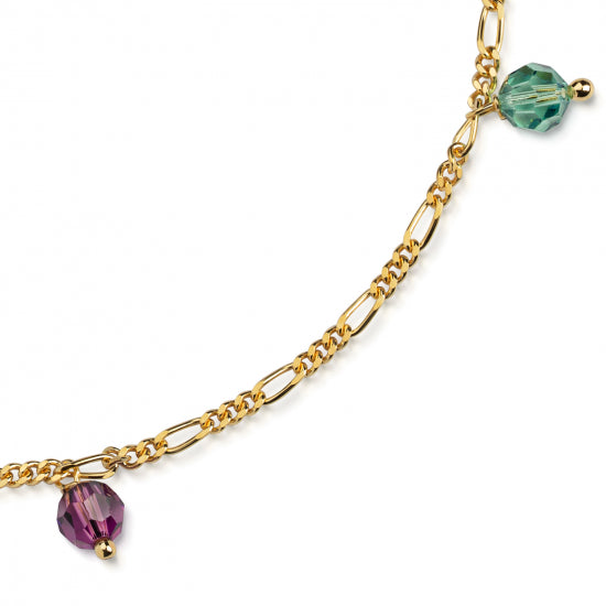 Fußkette mit 6 Swarovski Kristallen/Elements Silber 925/000 3 Milliemes vergoldet