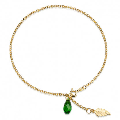 Fußkette mit Swarovski Kristall/Elements und Blatt Silber 925/000 3 Milliemes vergoldet