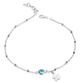 Fußkette mit Quarz in Swiss Blue und Blume Silber 925/000