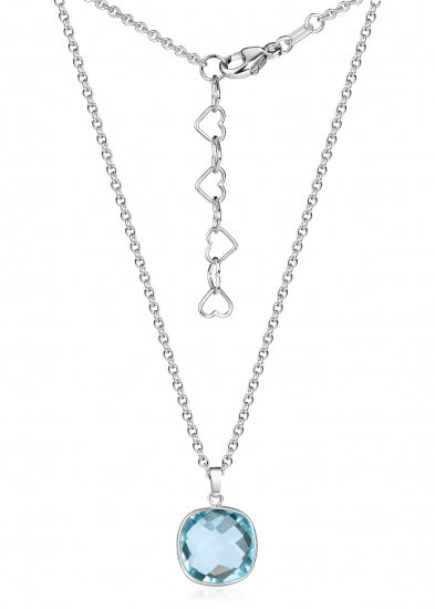 Collier mit Quarz in Swiss Blue 13x13mm Silber 925/000