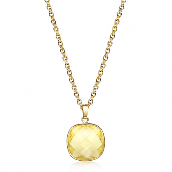 Collier mit Lemonquarz 13x13mm Silber 925/000 3 Milliemes vergoldet
