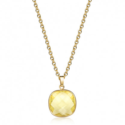 Collier mit Lemonquarz 13x13mm Silber 925/000 3 Milliemes vergoldet