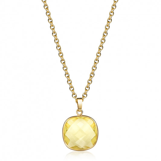 Collier mit Lemonquarz 13x13mm Silber 925/000 3 Milliemes vergoldet