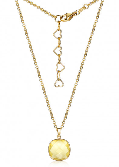 Collier mit Lemonquarz 13x13mm Silber 925/000 3 Milliemes vergoldet