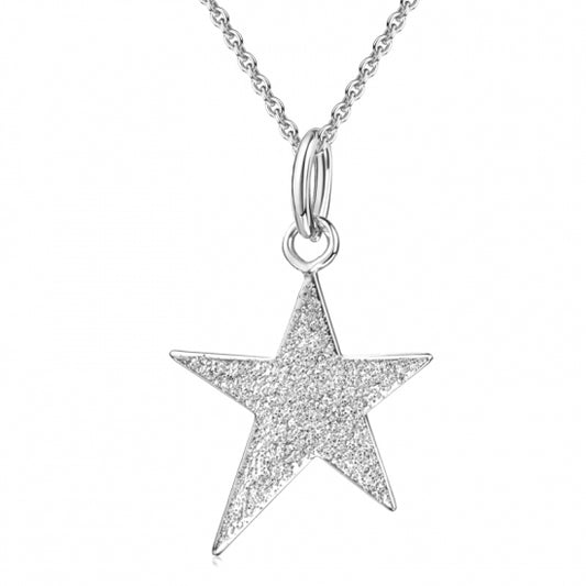 Collier Polarstern mit Diamant Glitzer Silber 925/000