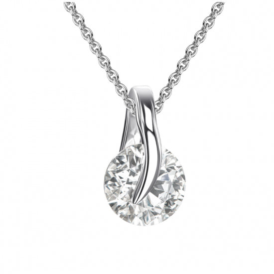 Collier mit Anhänger Zirkonia Ø 5mm weiß Silber 925/000