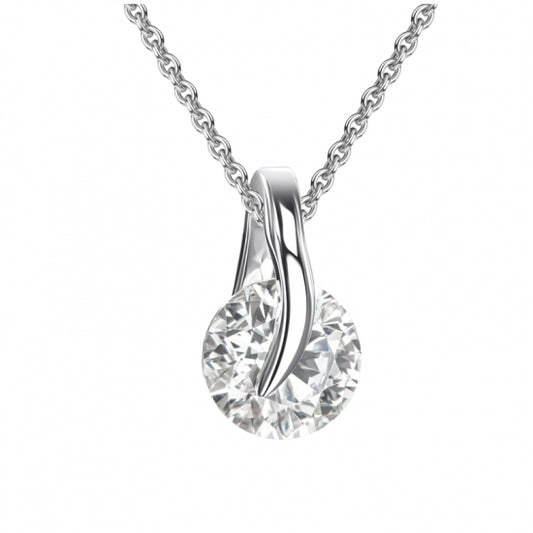 Collier mit Anhänger Zirkonia Ø 5mm weiß Silber 925/000