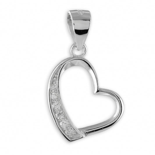 Anhänger Herz mit 6 Zirkonia Echt Silber 925/000