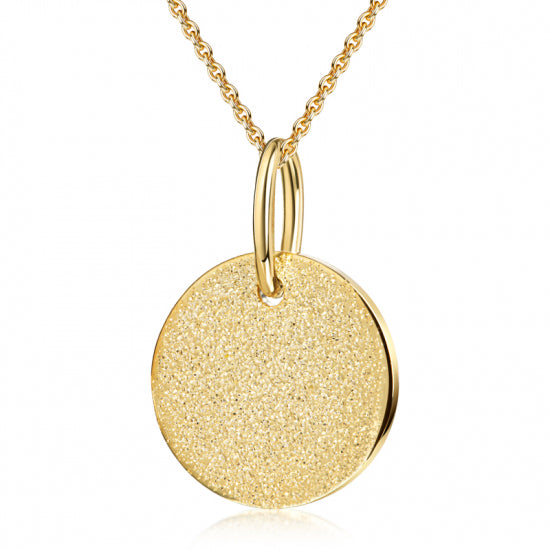 Collier mit Anhänger Dot Ø 12mm mit Diamant Glitzer 10 Milliemes vergoldet Silber 925/000