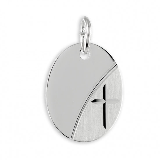 Anhänger Gravurplatte teilmatt/diamantiert Echt Silber 925/000