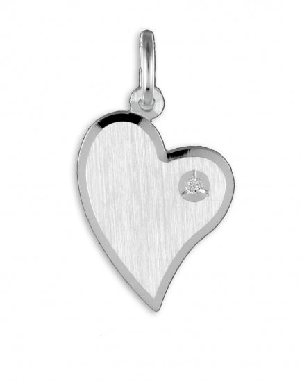 Gravurplatte Herz mit Zirkonia - Silber 925/000