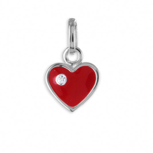 Anhänger Herz rot mit Straßstein - Silber 925/000