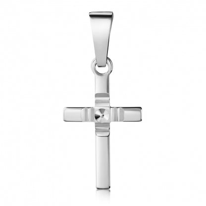 Anhänger Kreuz glanz/diamantiert 13mm Silber 925/000 rhodiniert