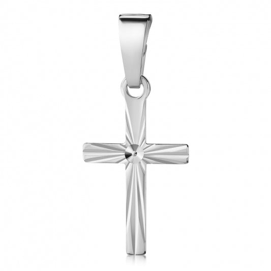 Anhänger Kreuz glanz/diamantiert 13mm Silber 925/000 rhodiniert