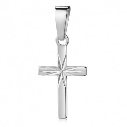 Anhänger Kreuz glanz/diamantiert 13mm Silber 925/000 rhodiniert