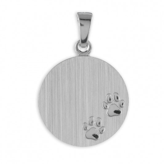 Gravurplatte mit Hundepfoten Echt Silber 925/000