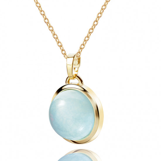 Collier mit Anhänger Chalcedon blau Silber 925/000 10 Milliemes vergoldet