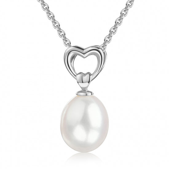 Collier mit Anhänger Herz/SW-Zuchtperle Silber 925/000